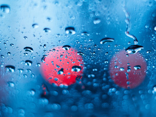 Abstract water droplet on window with selective focus