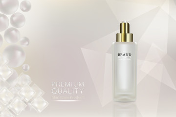 Beauty product, white cosmetic container with advertising background ready to use, luxury skin care ad, illustration vector.