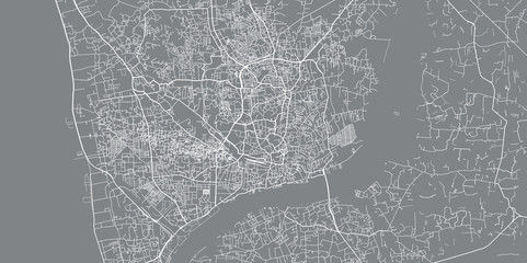 Urban vector city map of Chittagong, Bangladesh