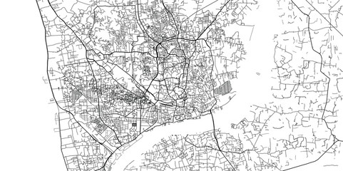 Urban vector city map of Chittagong, Bangladesh