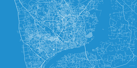 Urban vector city map of Chittagong, Bangladesh