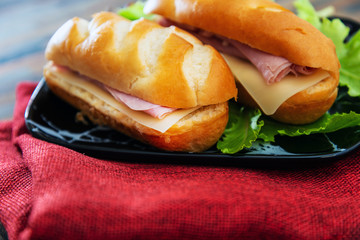 Sandwich with ham and lettuce