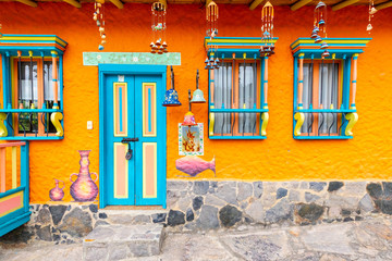 Colombia Raquira typical traditional house