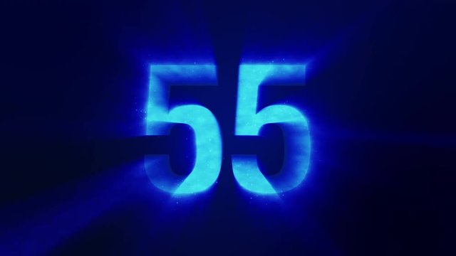 Countdown animation from 60 to 1 electric lights numbers