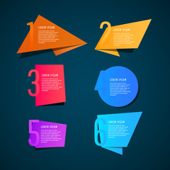 Presentation business shapes template with colorful round elements, pointers and text fields for presentation.