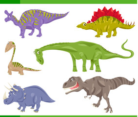 dinosaurs species set cartoon illustration