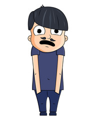 Cute cartoon young man with surprise emotions. Vector illustration