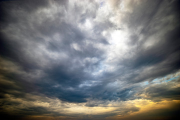 dramatic sky with clouds, late spring