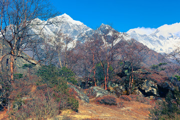 Beautiful mountain landscape of Sagarmatha National Park. Solu Khumbu, Sagarmatha NP, Nepal. Main...