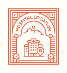 Obraz premium HOSPITAL LOCATION ICON CONCEPT