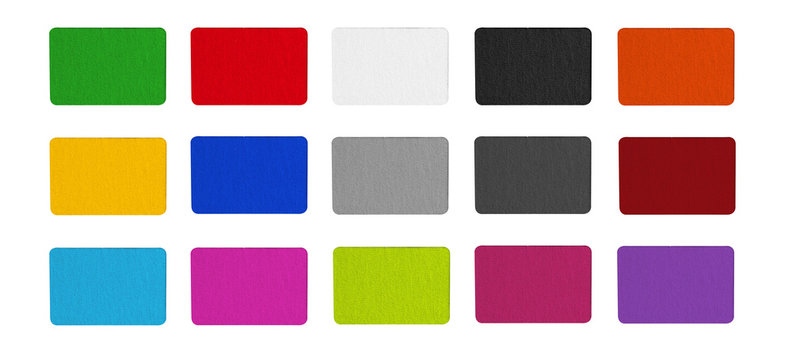 Fabric color samples palette. On Isolated white background.