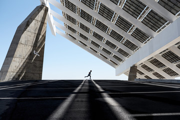 Man riding skate on contemporary urban place