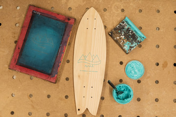 Skateboard deck with logotype