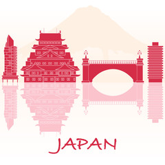 Fototapeta premium Japanese architecture. Mount Fuji.