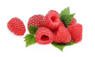 Raspberries isolated on white background
