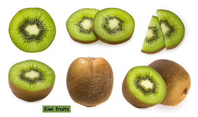 kiwi slices isolated on white background