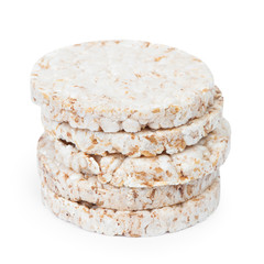 Dried diet crispy rice round bread isolated