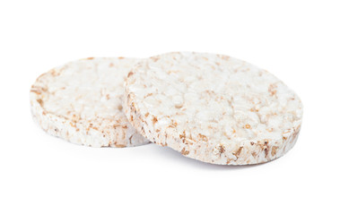 Dried diet crispy rice round bread isolated
