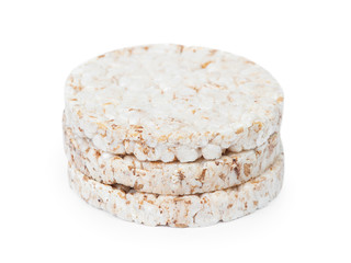 Dried diet crispy rice round bread isolated