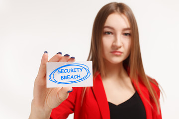 Business, technology, internet and networking concept. Young entrepreneur showing keyword: Security...