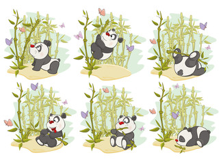 Fun Animal Comics. Vector Illustration of a set of Funny Panda Bear