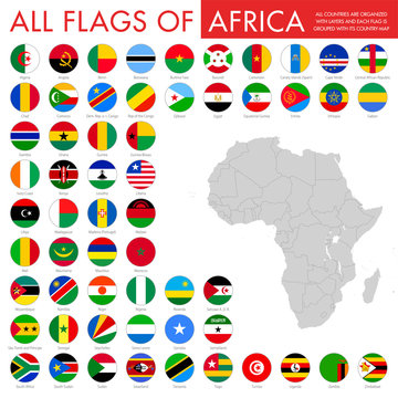 Vector African National Flag Button Set