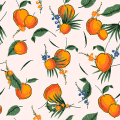 Bright and fresh Tropical seamless pattern with summer orange illustrator in Vector design for fashion,fabric,web,wallpaper and all prints