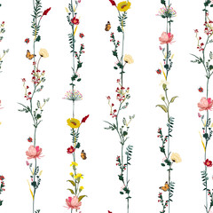 Fototapety  Pasek pionowy wiersz ogród kwiat botaniczny wzór w wektor stylowy projekt ilustracji dla mody, tkaniny, sieci web, tapety i wszystkich wydruków