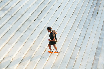 Handsome African American man working out outdoors