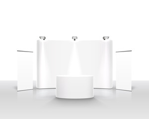 Scene show Podium for presentations on the white background.