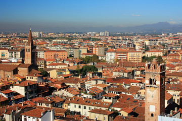 Fototapeta na wymiar View of the medieval city of Verona, Italy