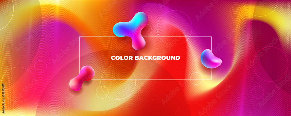Wall mural red silk liquid color background design. fluid gradient shapes composition. futuristic design poster