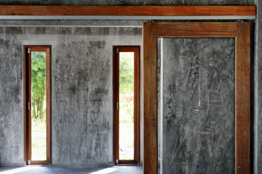 Interior glass sliding doors installed in an unfinished home under construction