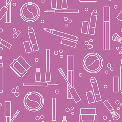 Seamless pattern of decorative cosmetics.