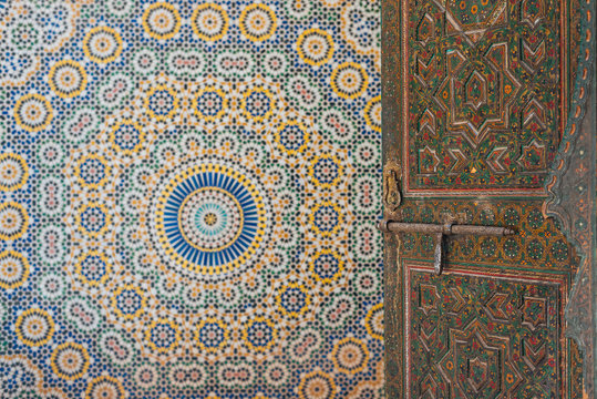 Mosaic Decorated Wall In Old Mansion