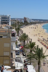 Fototapeta premium tourist on the beach of can pastilla majorca spain may 2019