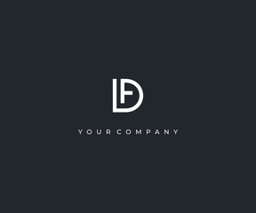 DF D F letter minimalist logo design template