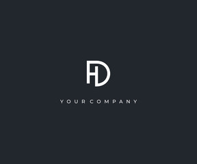 DH D H letter minimalist logo design template