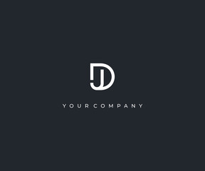 DJ D J letter minimalist logo design template