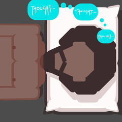 Black man lying in bed on pillow thinking