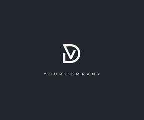 DV D V letter minimalist logo design template