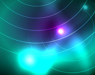 Neon circles abstract background