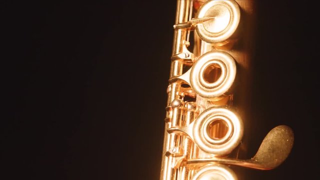 golden transverse flute shining