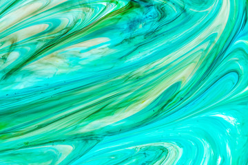 Watercolor and acrylic abstract. Colorful background. Mix, splashes and drawings of colors: blue, turquoise, green, yellow, brown, white