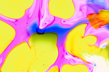 Watercolor and acrylic abstract. Colorful background. Mix, splashes and drawings of colors: pink,...