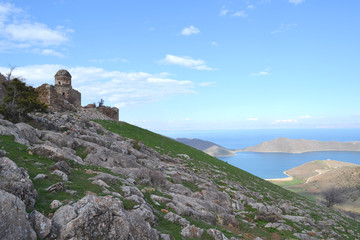 landscape with lake and mountains