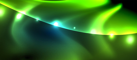 Neon glowing lines, magic energy space light concept, abstract background wallpaper design