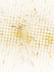 Abstract geometric background with blurred golden rays and sparkles. Fantastic light effect. Digital fractal art. 3d rendering.