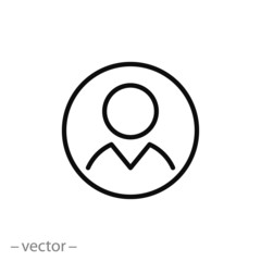 man icon, avatar agent or user line symbol on white background - editable stroke vector illustration eps10