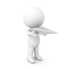 3D Character holding paper plane